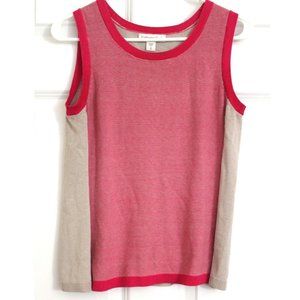 Vintage Coldwater Creek Silk Sweater Vest Striped Pink Grannycore Cozy Preppy